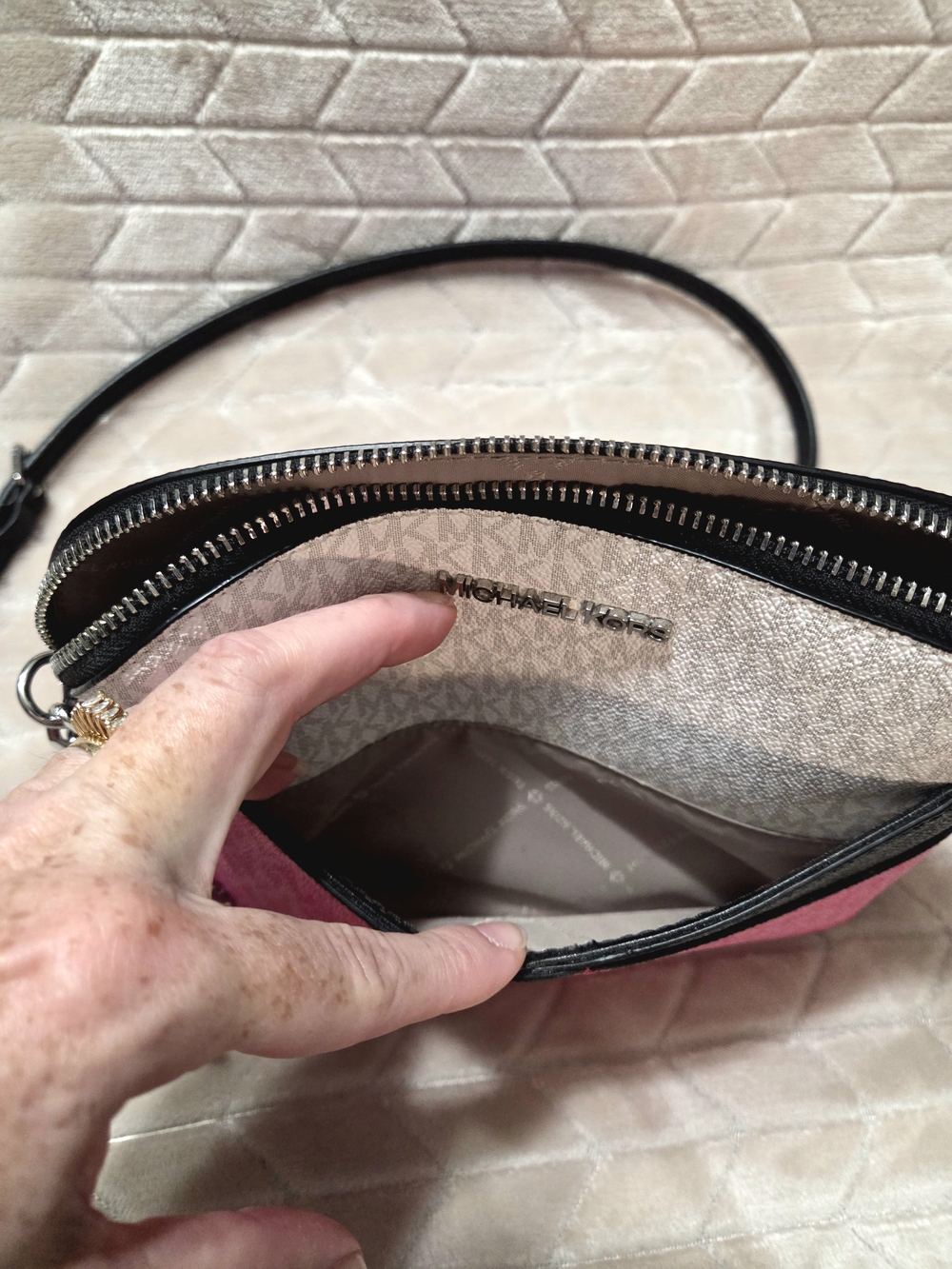Michael Kors Pink Colorblock Dome Crossbody Bag- New Condition - Picture 5 of 6